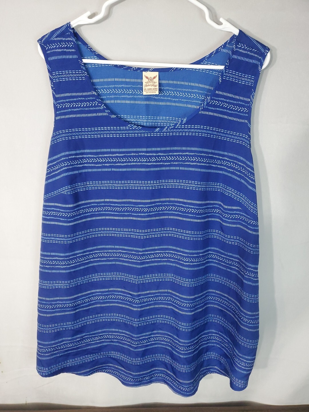 Faded Glory Tank Top Women's Size 2X blue striped sleeveless