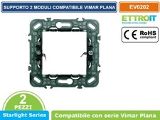 COPPIA SUPPORTI 2 MODULI 2M PER SCATOLA CASSETTA COMPATIBILE SERIE VIMAR PLANA