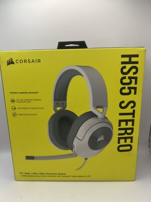 Corsair HS55 STEREO Wired Gaming Headset Weiß Brandneu Versiegelt