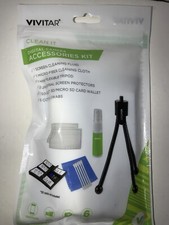 Vivitar Digital Camera Accessories Kit -Cleaning Fluid, Microfiber Cloth, Tripod
