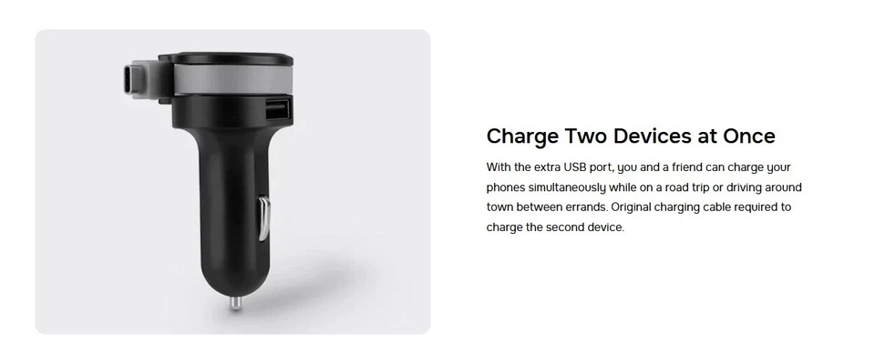 Carregador de carro OFICIAL Aluratek cabo de fita rolante USB tipo C (5V / 4.8A / 24W) - Imagem 3 de 4