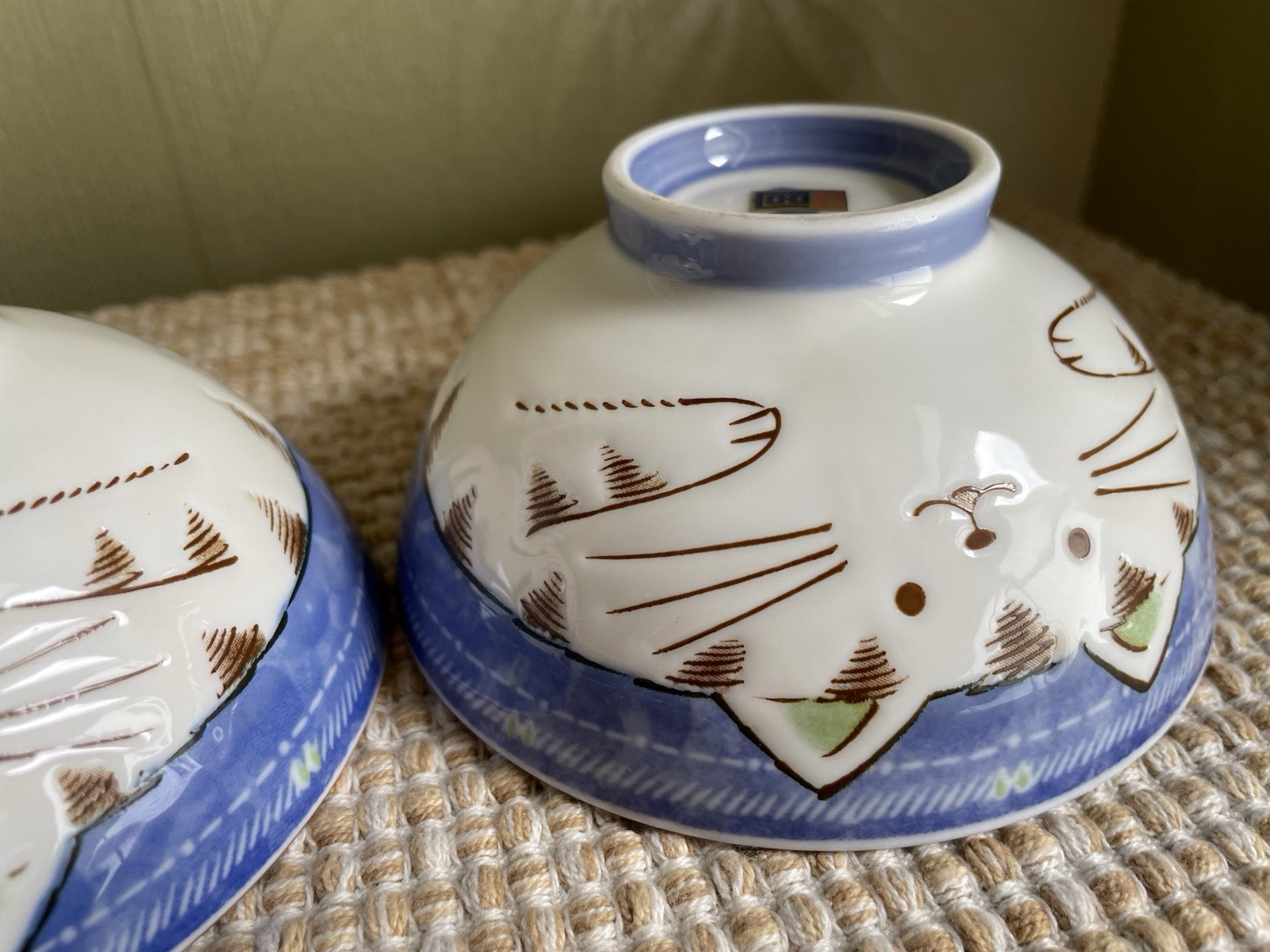Miya Japanese Cat Rice Bowls Set of 2 Ceramic Blue & White 4.25” | eBay