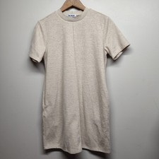 Steve Madden Sweater Mini Dress Women Size S Cream Short Sleeve Preppy Casual