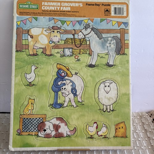 CTW Sesame Street FARMER GROVER’S 1988 Muppets Frame Tray Puzzle Golden 4563A-11