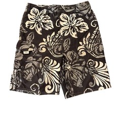 First Wave Boys Swim Trunks Black White Floral Board Shorts Size 8