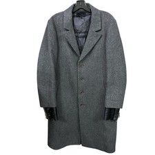 DIESEL BLACK GOLD Mens Wool Blend Coat Leathe...