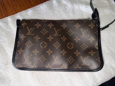 Louis Vuitton Brown Monogram Small Crossbody Pouch Zip Closure Silver Hardware
