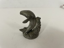 Vintage Pewter Humpback Whale Breaching Figurine Alaska Souvenir Made in Great