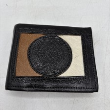 Vintage Handmade Leather Bi-fold Wallet Aztec Native Western Eagle Cowboy