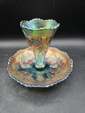 Fenton Carnival Grape EPERGNE Single Horn Green