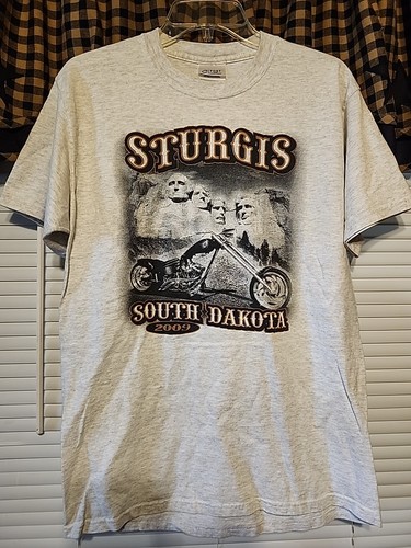 T-shirt uomo Sturgis South Dakota 2009 double face grigia taglia M - Foto 3 di 7