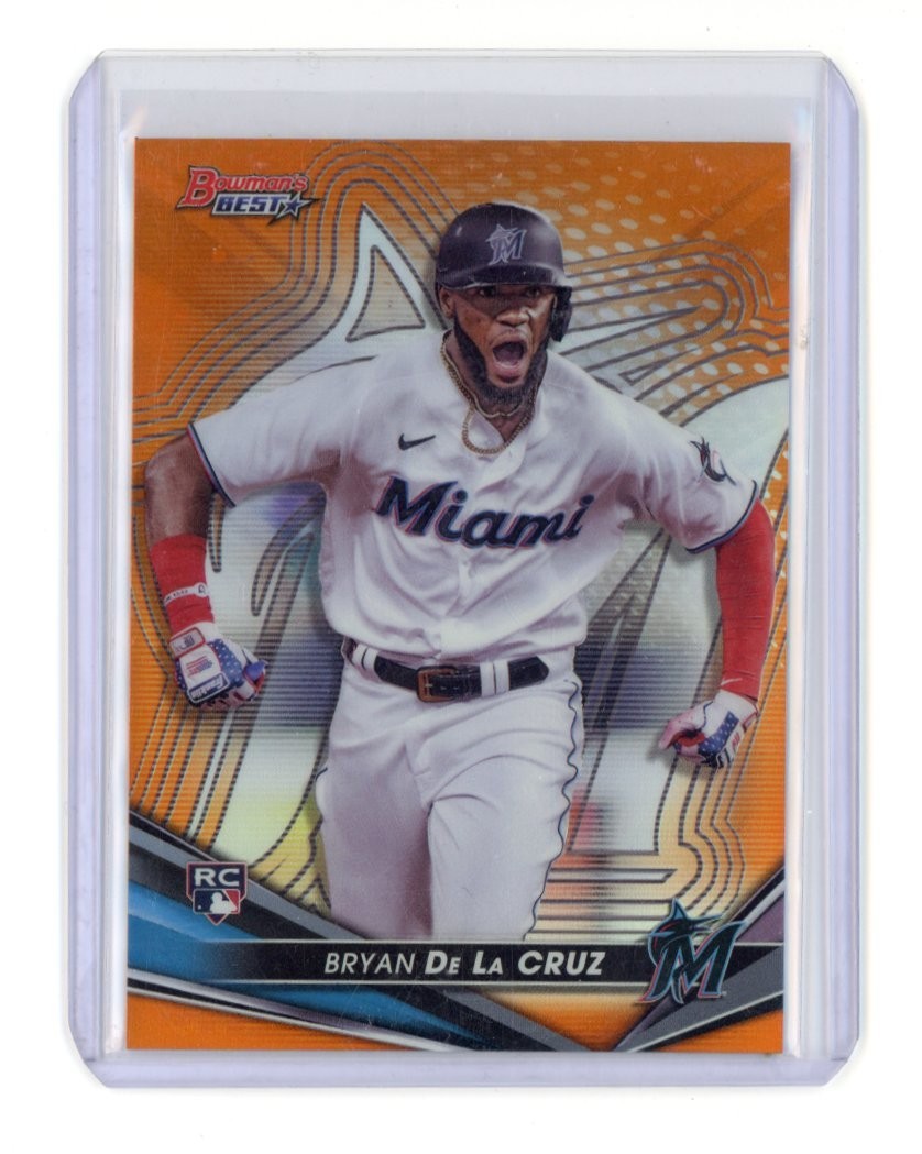 BRYAN DE LA CRUZ ORANGE REFRACTOR SSP RC /25 - 2022 Bowman's Best #8 MARLINS