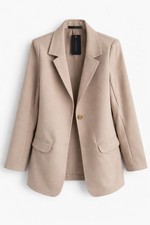 PrettyLittleThing Camel Blazer UK 14 Womens Open Front Smart Casual Jacket New