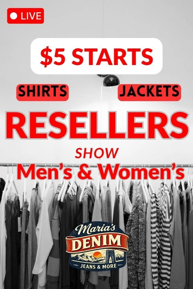 $5 Starts!! Shirts, Jackets, More! Mens & Womens - Resellers Show