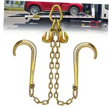 Chain V Bridle,G80 Bridle Tow Chain with 15 In G70 J Hooks and Grab Hooks,3/8"