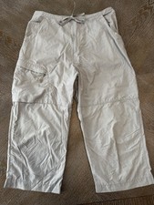 REI Gray Capri Pants Junior Sz 14 Drawstring Waist 28” Inseam 18” Zip Pockets
