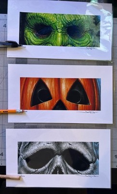 SET (3) Jason Edmiston Art Prints Halloween Season Of Witch Eyes Without A Face