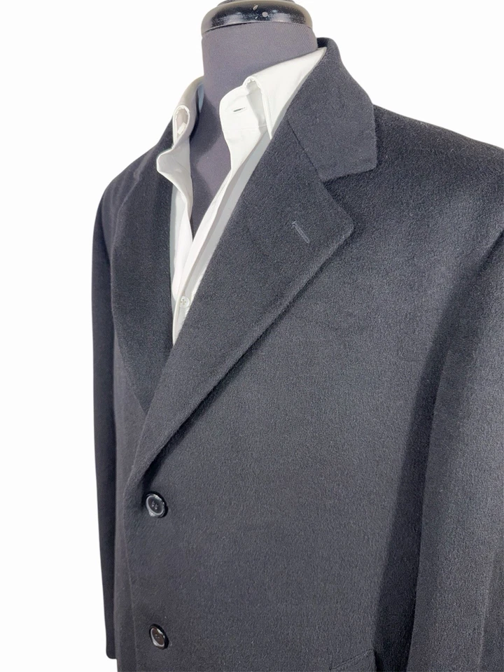 BROOKS BROTHERS BROOKSSTORM LORO PIANA STORM SYSTEM BLACK OVERCOAT 44L - Image 2 of 4