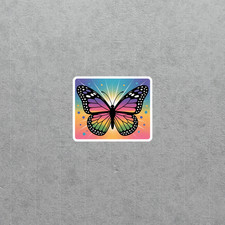 Rainbow Butterfly Sticker - Colorful Nature Laptop Decal 7090