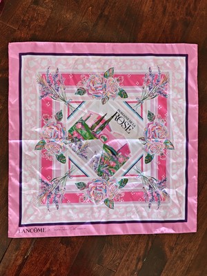 Lancome Paris X Jasmin Pannu Satin Neck Scarf Pink Domaine De La Rose Carre 20'