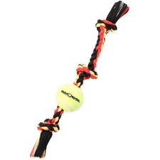 Mammoth Pet Products Flossy Chews Color 3 Knot Tug W/Standard Tennis Ball � Prem