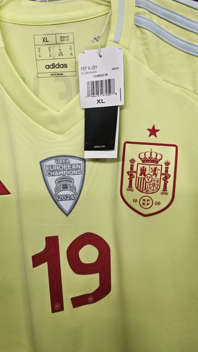 2024/25 Adidas Spain #19 Lamine Yamal Away Soccer Jersey