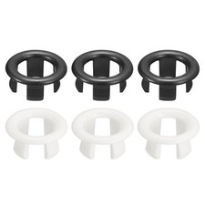 6Pcs 25mm Sink Trim Overflow Cover Ring Hole Insert in Round Caps Black/White