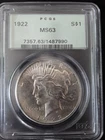 1922 Peace Dollar – PCGS MS63 Certified Old Green Slab Check it out No Reserve