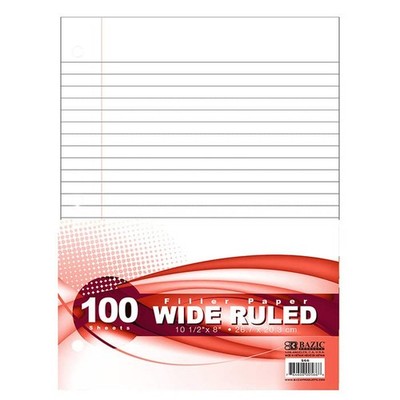 BAZIC PRODUCTS BAZIC Filler Paper Loose Leaf Papers 100 Sheet Wide Ruled 3 Hole