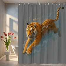 Majestic Tiger Shower Curtain - Wild Animal Bathroom Decor