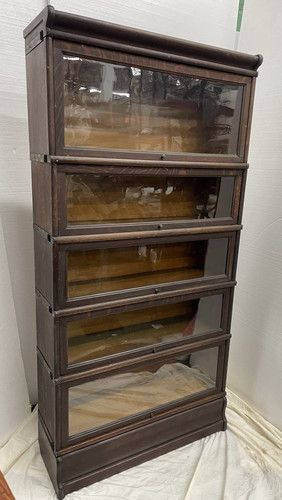 MACEY TIGER OAK BARRISTER STACKING LAWYER'S SECTIONAL BOOKCASE 5 sections
