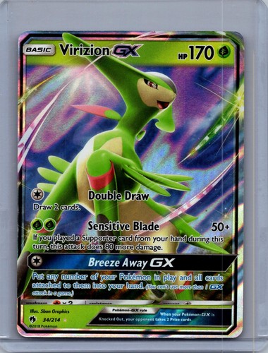 Virizion GX 34/214 Holo Ultra Rare Lost Thunder Pokemon Near Mint