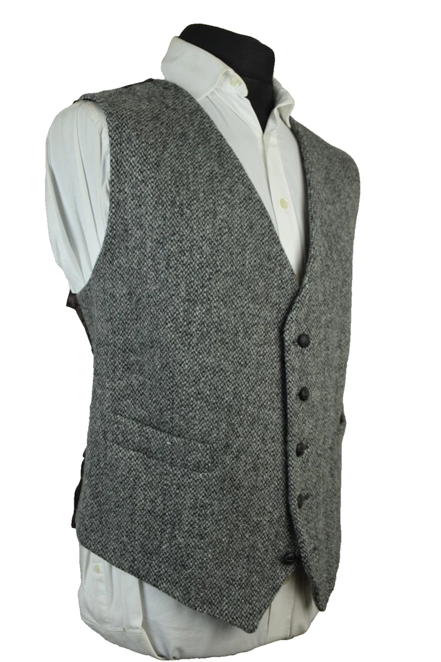 Harris Tweed Tailored Country 2 Tone Grey Waistcoat 48R #10 SUPERB - Image 2 of 4