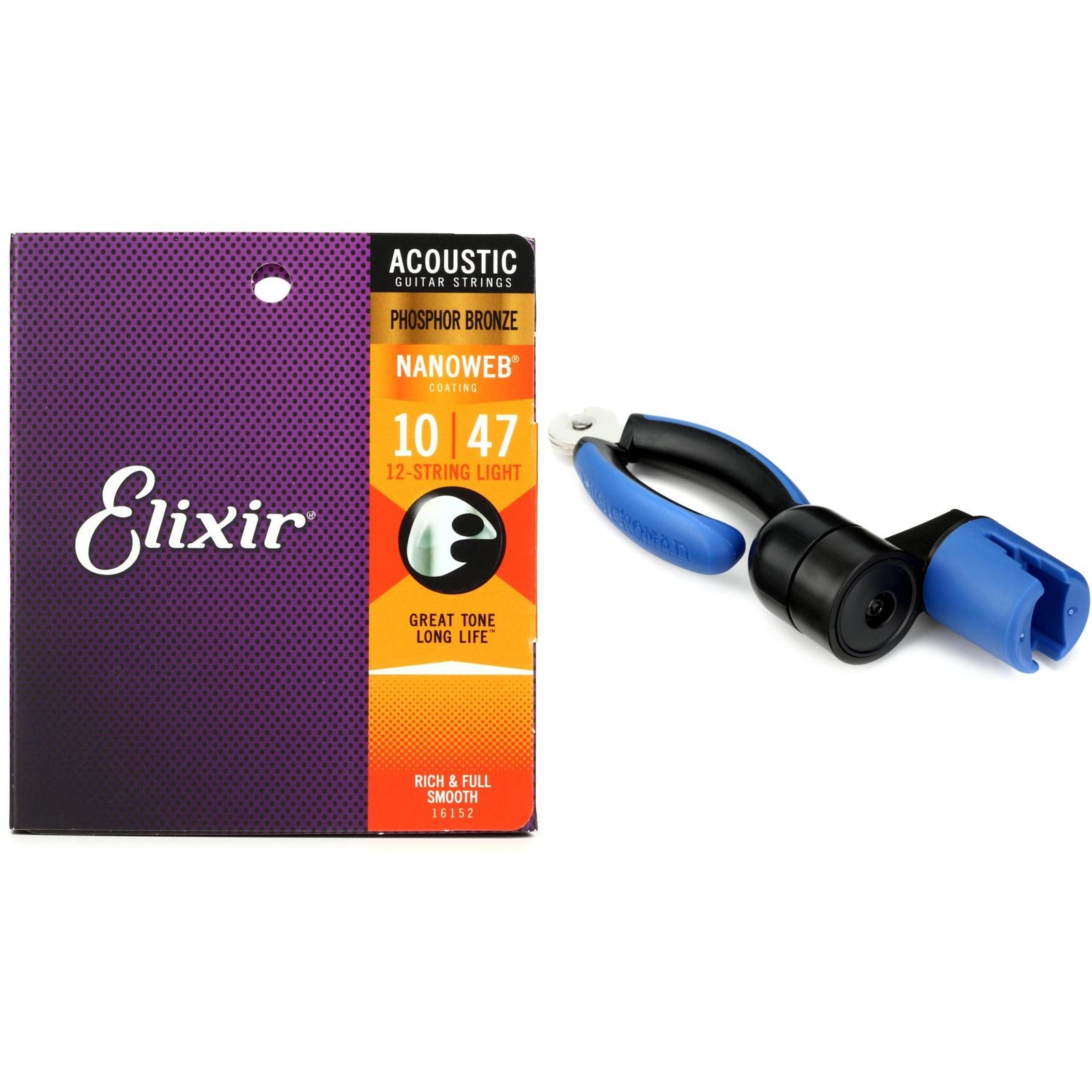 Струны Elixir 16152 из люминофорной бронзы Nanoweb для акустической гитары со струной