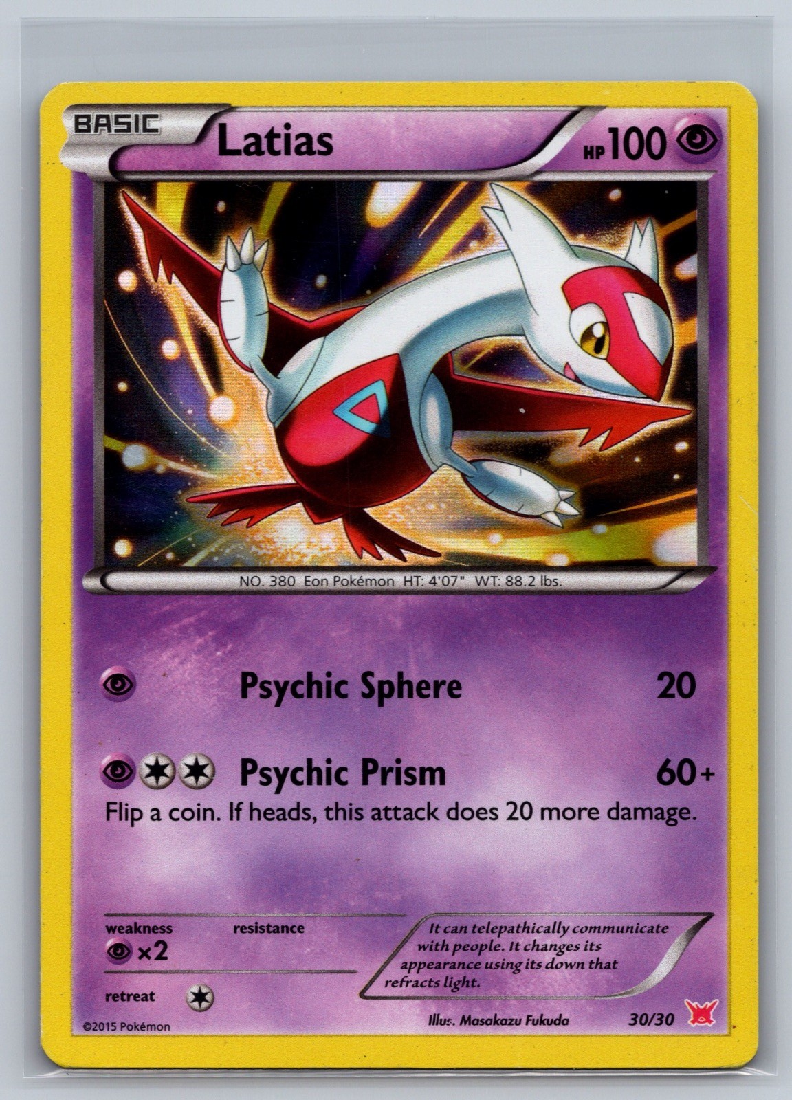 Latios 30/30 XY Trainer Kit Latias Latios Pokemon Holo Damaged