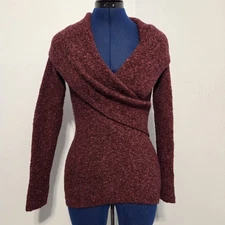 Moda International Y2K Burgundy Wool Blend Sweater Size S