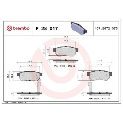 Brembo Bremsbelagsatz Bremsklötze hinten 43022S04000 43022S04010 21229891