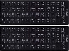 2PCS Thai-English Keyboard Letters Replacement Stickers - White Font on Thai