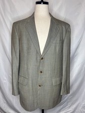 Vintage Brooks Brothers Wool Blazer Mens 46L Brown Micro Check 3 Button Made USA