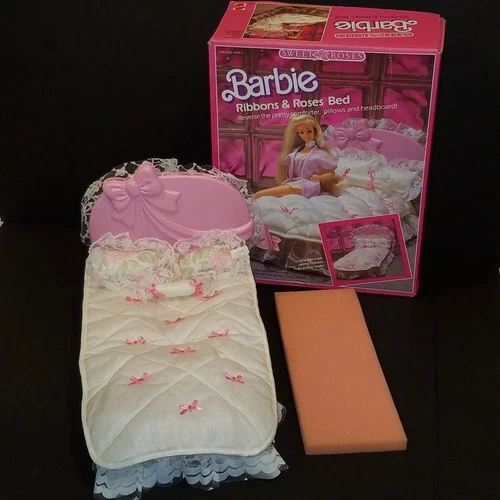 1987 Barbie Sweet Roses Ribbons & Roses Bed Set with Box 5620 Vintage Mattel