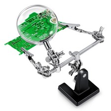 2.5X Magnifying Helping Hands Soldering Stand Holder Tool Black Clamp Base Kit