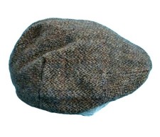 Vintage Pure Wool Newsboy Hat Lg Harris Tweed Cabbie Handwoven Made In The USA