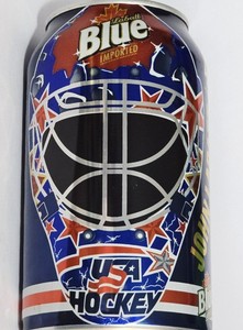USA ICE HOCKEY JOHN LABATT GOALIE MASK-HELMET BEER CAN NHL PRO HOCKEY BUFFALO NY