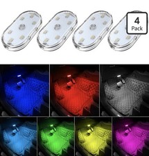 4Pcs Car LED Lights Interior Wireless, 7 Colors Interior Car Lights with 6