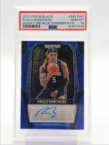 PAOLO BANCHERO 2024-25 PRIZM BLACK BLUE SHIMMER FOTL AUTO /25 PSA 10 Q5540