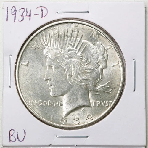1934-D $1 Peace Silver Dollar in BU Condition #6626