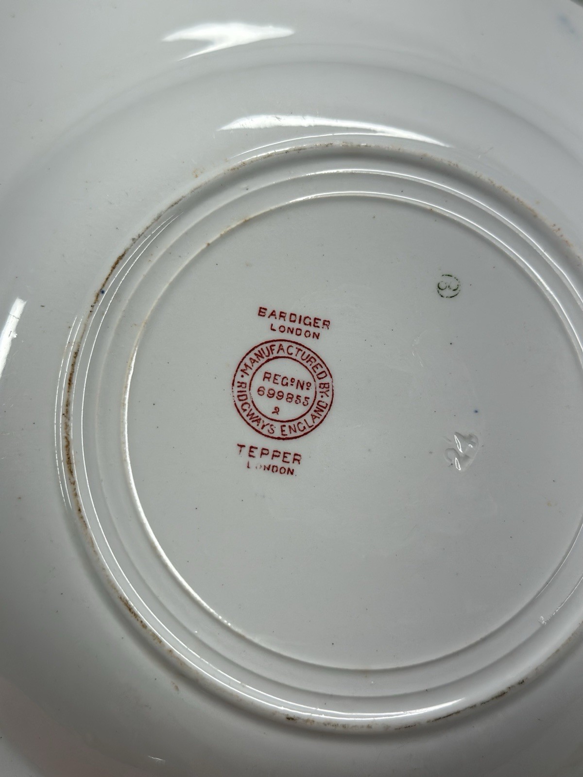 Antique Judaica Ridgways Bardiger Tepper Passover Seder Plate Red London England