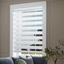 Cordless Window Roller Shades Free-Stop Dual Layer Zebra Blinds - 24"x72"