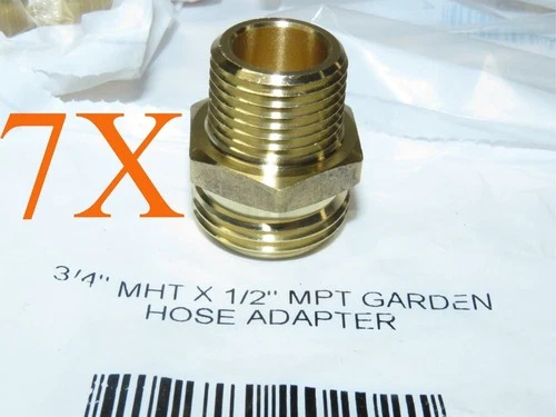 7X Jones Stephens  G20002 Lead Free 3/4" x 1/2"  Brass Garden Fitting Male Hose - Picture 2 of 4