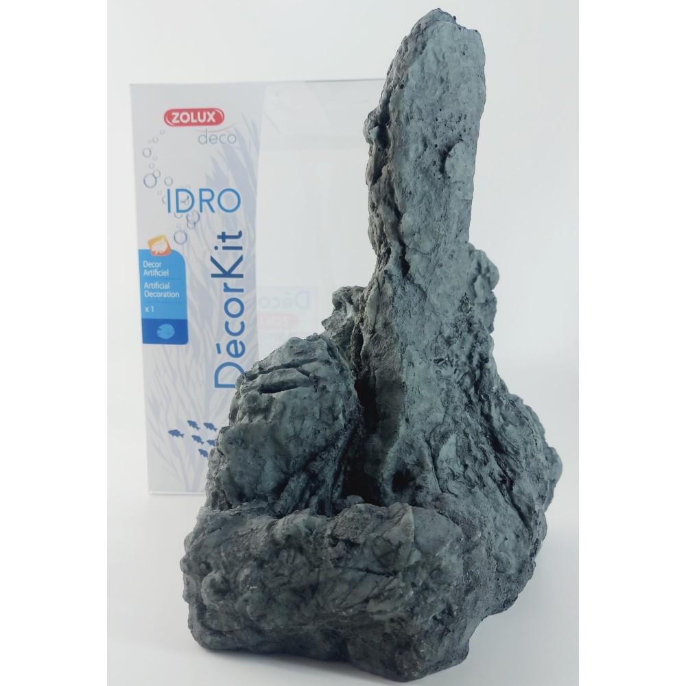 Décor Idro black stone N3 avec cachettes pour petit aquarium